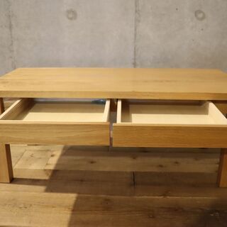 無印良品　MUJI ローテーブル　オーク天然木　引出し付き　センターテーブル 無印良品(MUJI)の人気のオーク無垢材 ローテーブルです！引出し