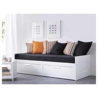 IKEA ブリムネス　ベッド　セミシングルベッド BRIMNES ブリムネス ベッドフレーム 収納付き, ホワイト, 90x200