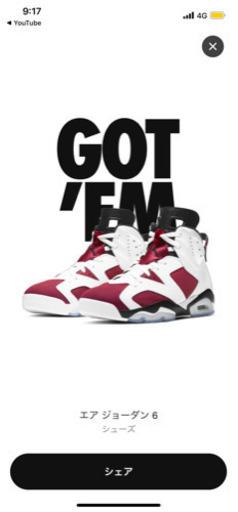 スニーカー AIR JORDAN6 carmine
