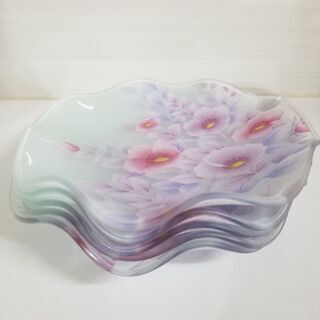 花柄　ガラス皿の画像