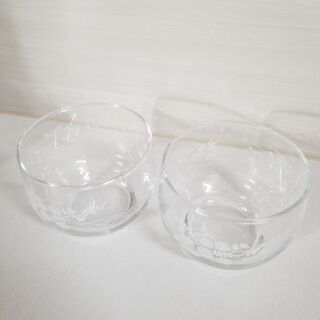冷茶用　ガラスの器　花柄　2個セットの画像
