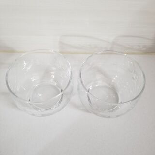 冷茶用　ガラスの器　花柄　2個セットの画像
