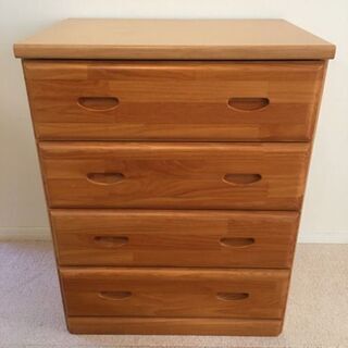 シンプル 小型 木製タンス 4段