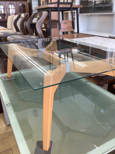 【トレファク花小金井】CALLIGARIS リビングテーブル　ナチュラル　ガラス天板