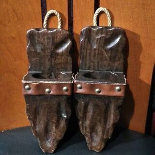 ☆USED☆　ヴィンテージ・靴・WOOD花瓶2個セット