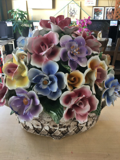 ★イタリア製 REGAL BASSANO 陶花 陶器 置物 オブジェ