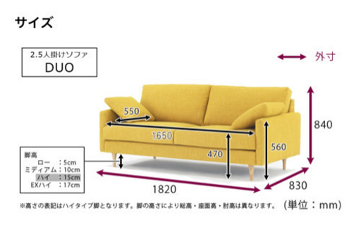 大塚家具　DUO 2.5人掛　ソファ　クッション2個、ヘッドレスト1点付き