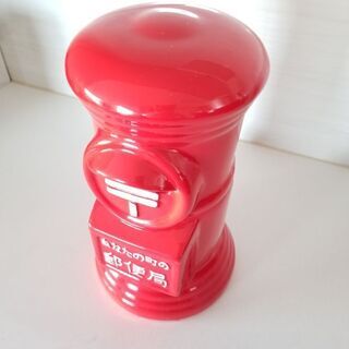 郵便局ポスト貯金箱22cm 赤　郵便ポスト型の画像