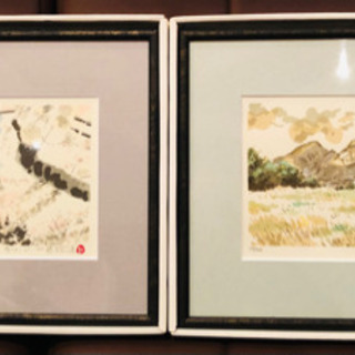 送料込み☆橋本広喜【絵画/冬の喜多方】額付き 橋本広喜 版画・墨彩画福島県郡山市八山田5丁目7番地