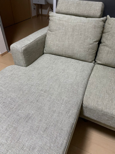 [幅183] 3人掛け カウチソファ ヘッドレスト付き