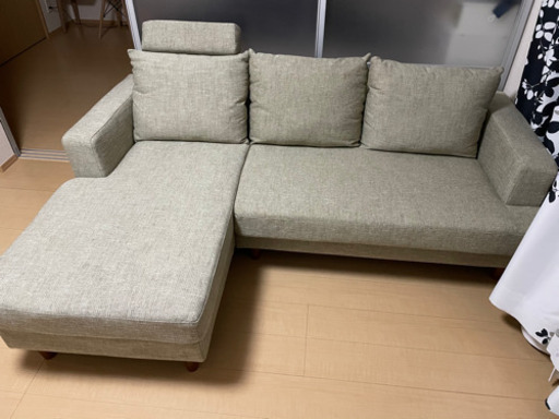 [幅183] 3人掛け カウチソファ ヘッドレスト付き