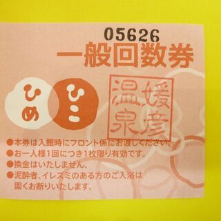 媛彦温泉　入浴回数券　1枚よりお売りします　温泉券