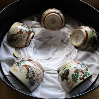 菊うずら お茶櫃 急須 湯呑みセット 番茶器 新品未使用品の画像