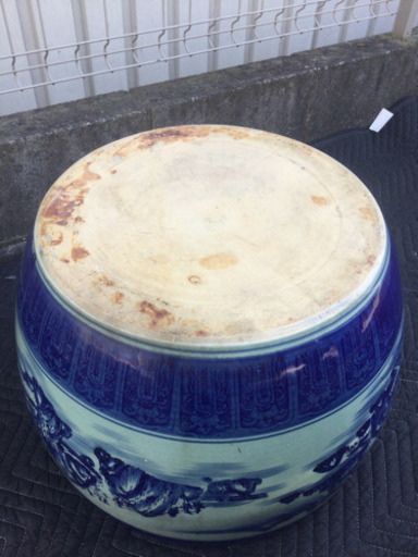 ■配達可■たちばな焼　火鉢　メダカ飼育　山水画　直径約48cm、高さ約33cm