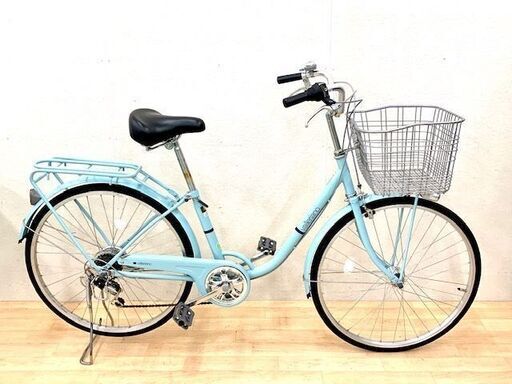 Valleriano 自転車　26インチ　6段ギア付き　通勤用　通学用　水色
