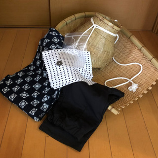 安来節保存会　どじょうすくいセット/ざる・籠・衣装の画像