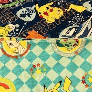 良かったら貰って下さいハギレ5枚(ポケモン·しんかんせん·リロ&ステッチなど)の画像