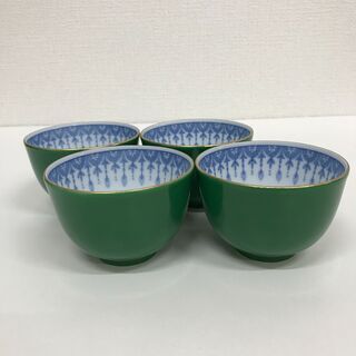 😻にゃんにゃんセール😸たち吉　湯呑　4個セット　グリーン😺