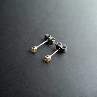 両耳スタッドピアス シトリン 3mm サージカルステンレス316...