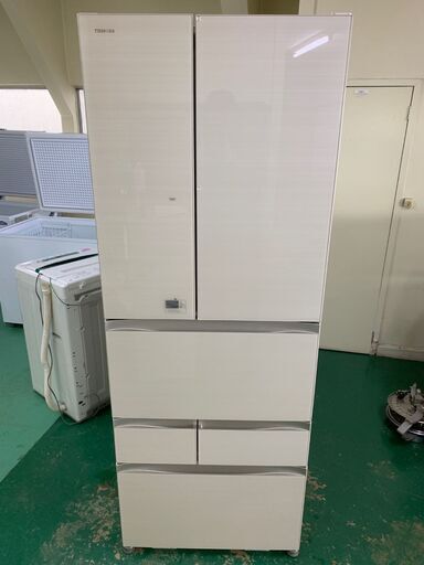 ★6D冷蔵庫★東芝 GR-H560FV 555L フレンチドア ガラストップ 2015年 キッチン 生活家電