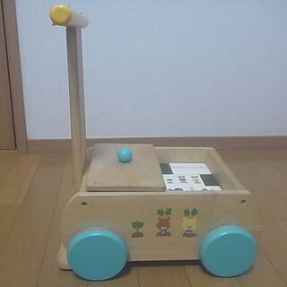 【再値下げ】くまのがっこう☆おとつみきぐるま／手押し車＆つみき１８個／こどもキッズベビー／木のおもちゃの画像