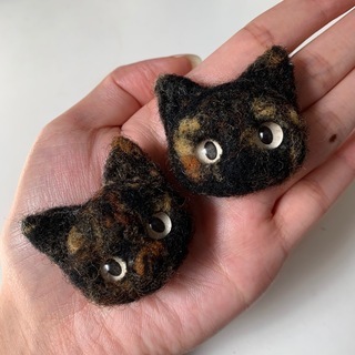【高円寺】 もあねこさんの羊毛フェルト猫ちゃんブローチやヘアゴム...