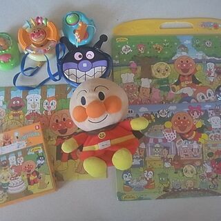 アンパンマンおもちゃ６点／パズル3つ・ぬいぐるみ・ハンドル・ポシ...