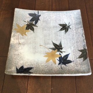 大皿　たち吉　紅葉　もみじ　箱入　約28×28 金色　木箱入　皿...