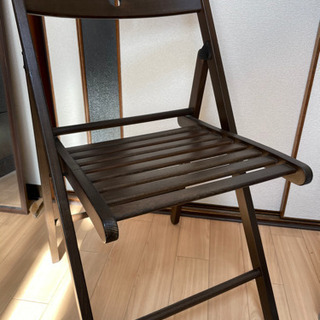 【引取】木製折りたたみチェア　ブラウン　IKEA