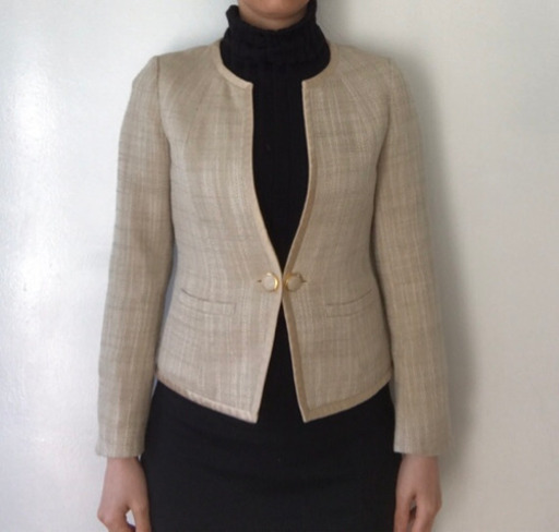 SHIPS ツイード   ノーカラー ジャケット