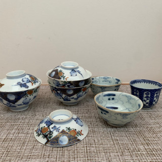 【差し上げます】骨董　蓋付き小鉢と湯呑み