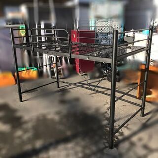 シングルサイズ ミドルベッド【自社配送は札幌市内限定】ロフトベッド パイプベッドフレーム メタルフレーム ノーブランドの画像