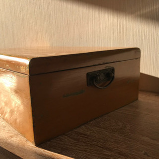 9 木製ボックス　ショーケース　木箱　チーク材　YEの画像