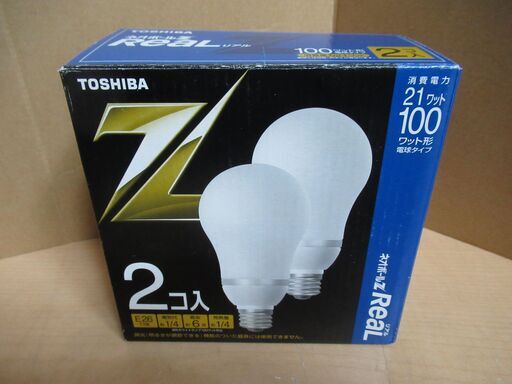 未使用品 美品 電球形蛍光灯　100W昼光色2個パック　TOSHIBA ネオボールZリアル A形 100ワットタイプ 2個パック 昼光色 EFA25ED/21-R-2P