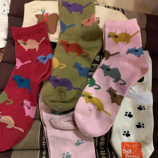 猫の靴下６足セットの画像