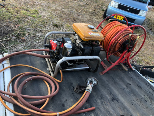 中古 実動 動力噴霧器 噴霧機 散布機　ホースセット、エンジン動噴　ロビン EH17　OHV 最大圧５０kgf/cm2  最大 4馬力