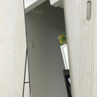 【こちら商談決まりました】スタンド式全身鏡スチール素材黒オシャレ...