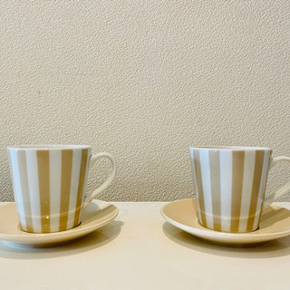 北欧 ボーダー柄ティーカップ コーヒーカップ ペアセット