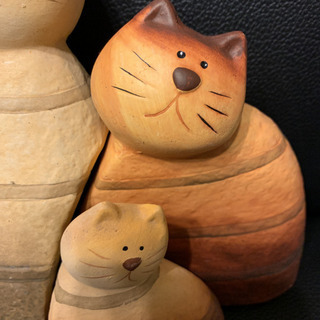 猫の置物親子の画像