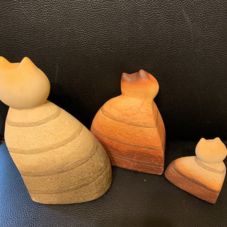 猫の置物親子の画像