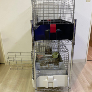 うさぎ 小動物 ケージ サークル スチールラックの画像