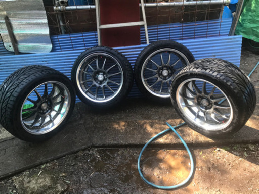 ホイール　work xsa戦　18インチ　フロント235/40 リア265/40 ワーク　v12evoバリ山　リアハンコック　フロントピンソ　タイヤ付きホイール