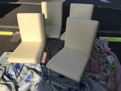 一時受付終了】美品 東馬 高級ダイニングチェア 4脚セット Y-802 ホワイト PVCレザー