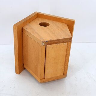 K.【商談中A】レトロ 木箱 小鳥の巣箱　お庭のインテリアに♪　色を塗ってもかわいいです。の画像