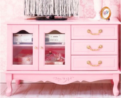 値下げしました‼️猫脚 テレビ台 ピンク