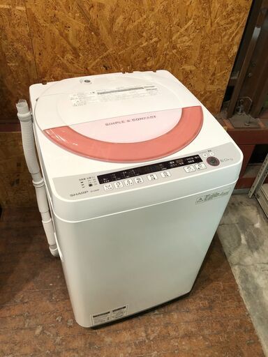 【動作保証60日付】SHARP 2015年 ES-GE60P 6.0kg 洗濯機【管理KRS304】