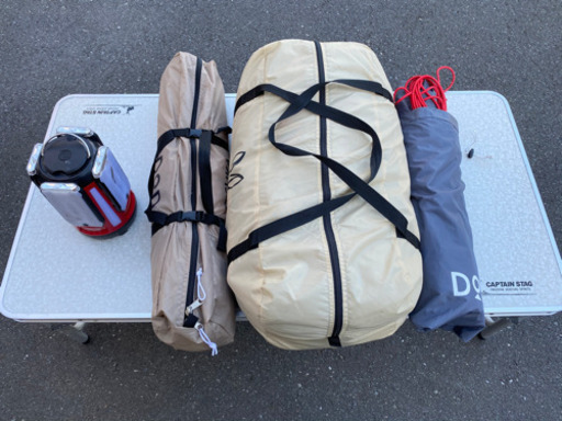 DOD ワンポールテント、グランドシート、タープ、LEDランタン、テーブル