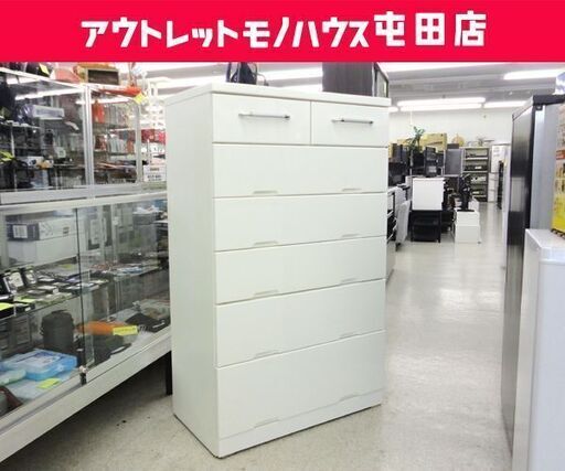 ►6段チェスト ホワイト系  鏡面 衣類収納 整理タンス ☆ PayPay(ペイペイ)決済可能 ☆ 札幌市 北区 屯田