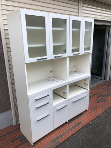 極美品■キッチンボード　食器棚　セパレート　ホワイト  クリスタル　キッチン
