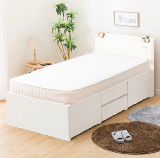 ニトリ/収納ベッド/シングル/白/マットレス着き/